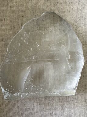 Nybro Sweden Crystal Clear Glass Fish Paperweight fisherman fishing sculpture